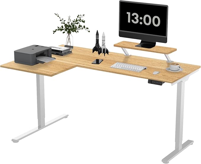 L shaped standing desk, optimise home ergonomics 